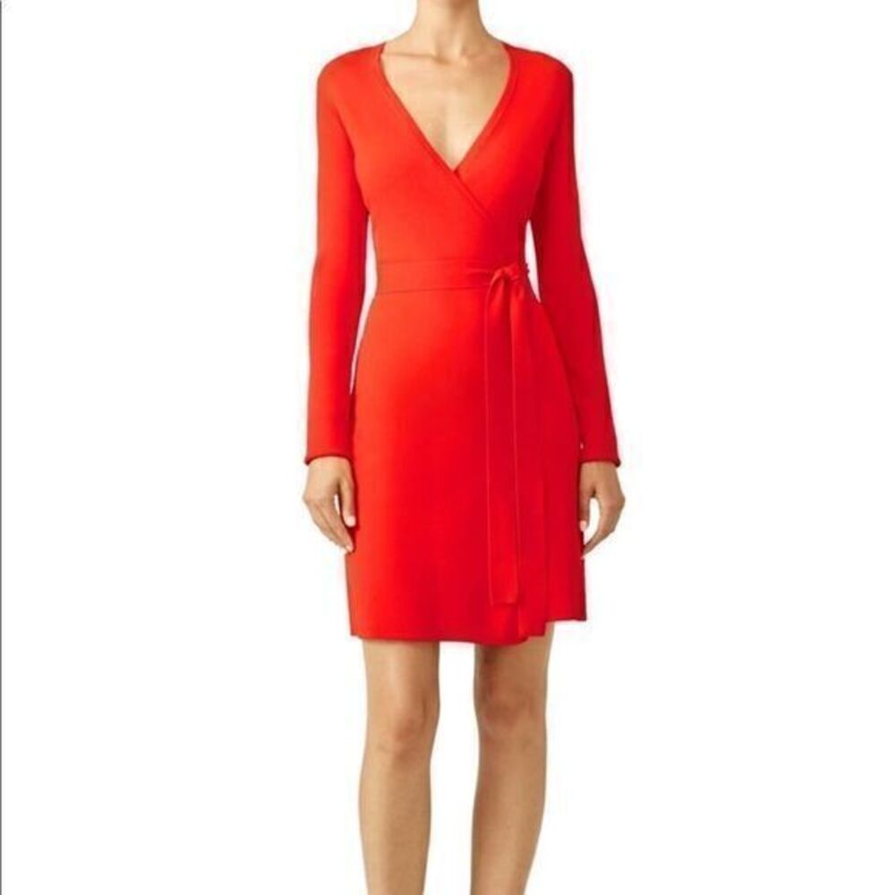 DVF red Knit wrap mini dress sizes Small &…